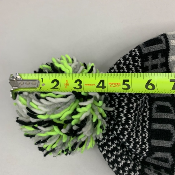 The Children’s Place “DUDE” Big Boys Pom Pom beanie/hat XL, Navy Green grunge - Picture 11 of 11
